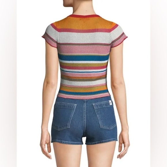 Rag & Bone Katie Metallic Stripe Tee size Small - Picture 2 of 11
